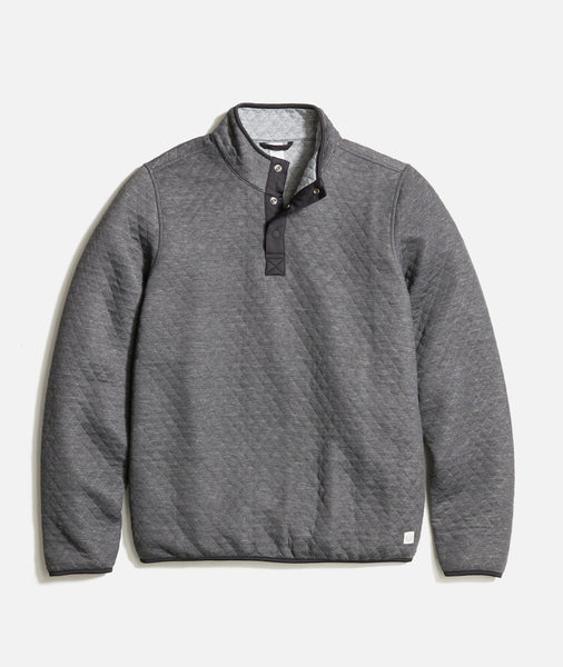 Marine Layer Corbet Reversible offers Pullover Charcoal / Light Blue Heather MSRP $145