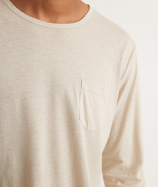 Long Sleeve Hemp Cotton Pocket Tee in Sand