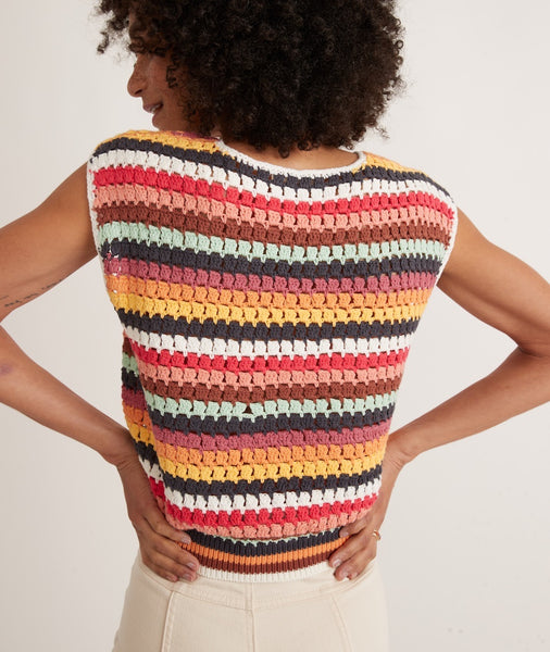 Faye Dolman Crochet Top in Multi Stripe – Marine Layer