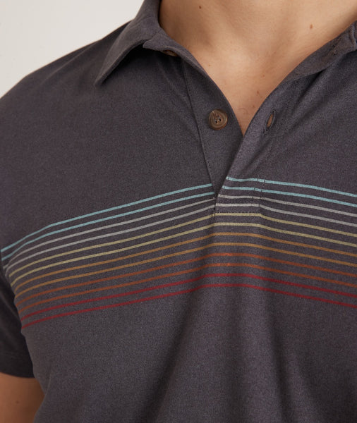 Marine Layer Men's Re-Spun High Softness Fabric Multi Stripe Polo Shirt