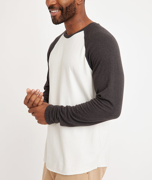 Double Knit Long Sleeve Baseball Raglan in Antique White/Vintage Indig –  Marine Layer