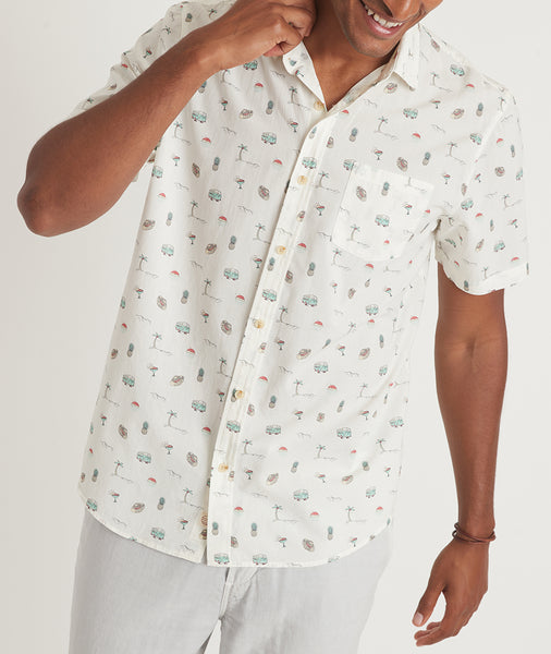 Short Sleeve Cotton Rayon Shirt in ML Print