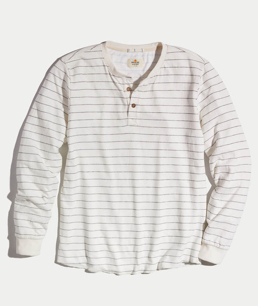 Marine Layer Lightweight hot Henley in Natural/Black Stripe Mens Medium / Large $68