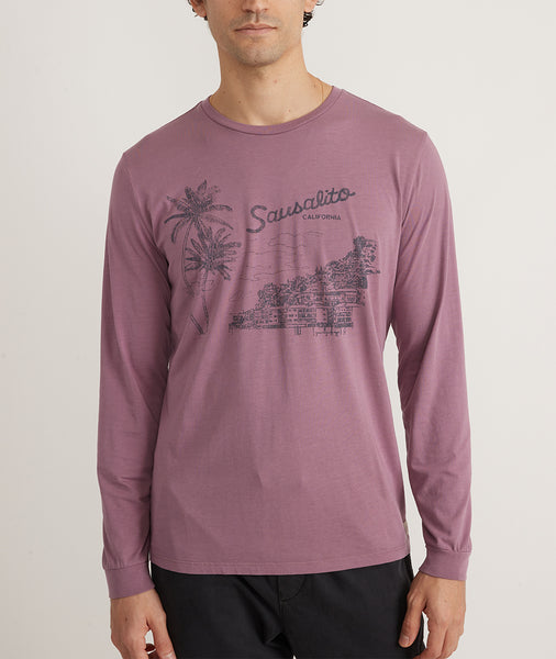 Long Sleeve Garment Dye Graphic Tee in Dusty Orchid – Marine Layer