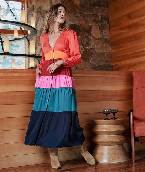 Color block maxi outlet dress plus size