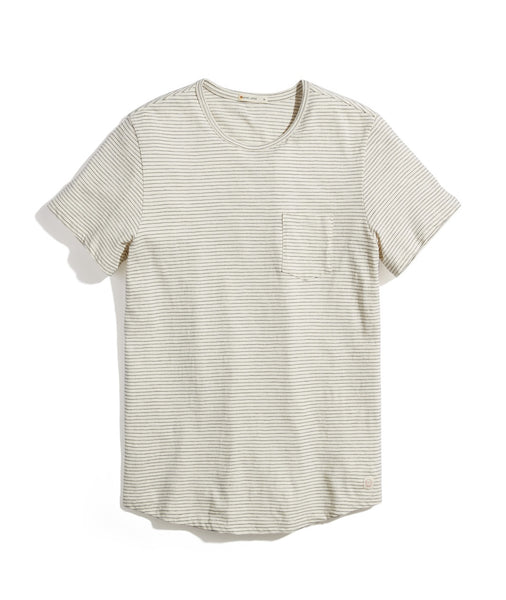 Saddle Hem Pocket Tee in Natural/Black Stripe – Marine Layer