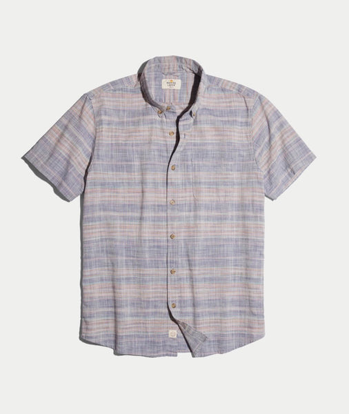 Marine Layer top Pastel Striped Button Down Short Sleeve Shirt