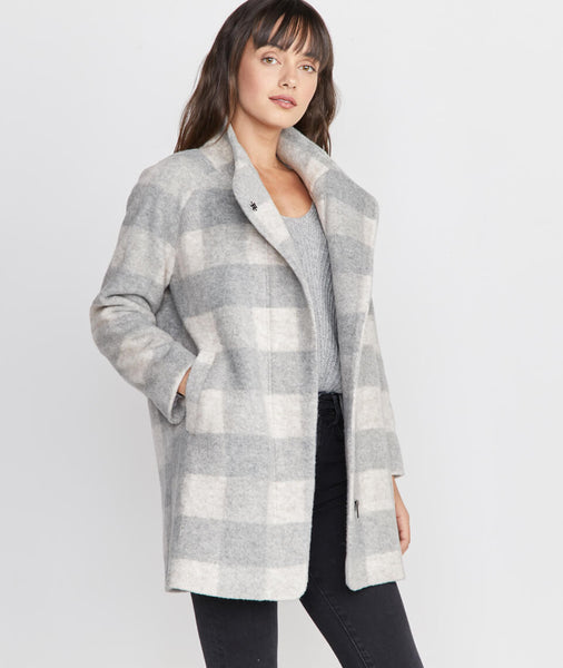 Stephanie Cocoon Coat in Buffalo Check – Marine Layer