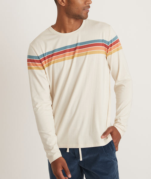 Long Sleeve Engineered Stripe Tee in Sunset Stripe – Marine Layer