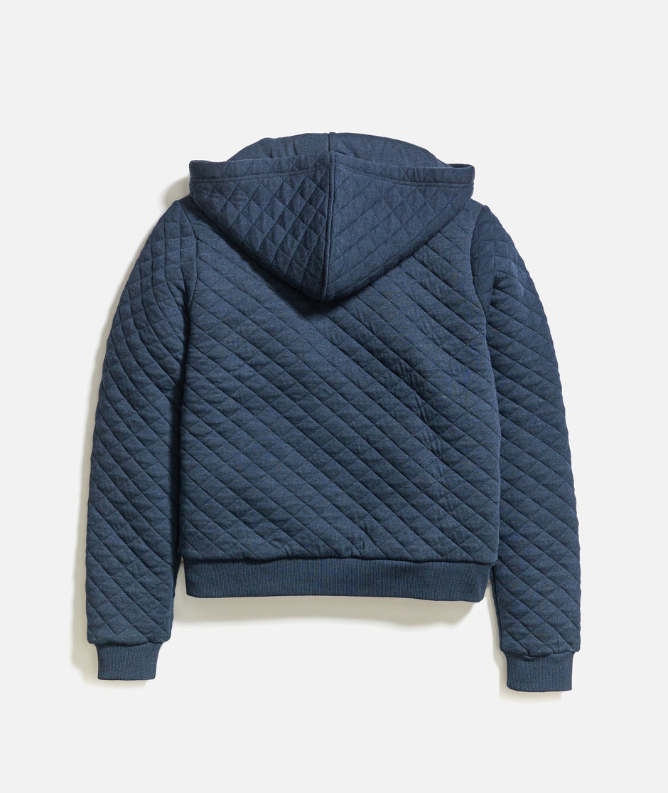 Women's Corbet Quilted Full Zip Hoodie in Navy Heather