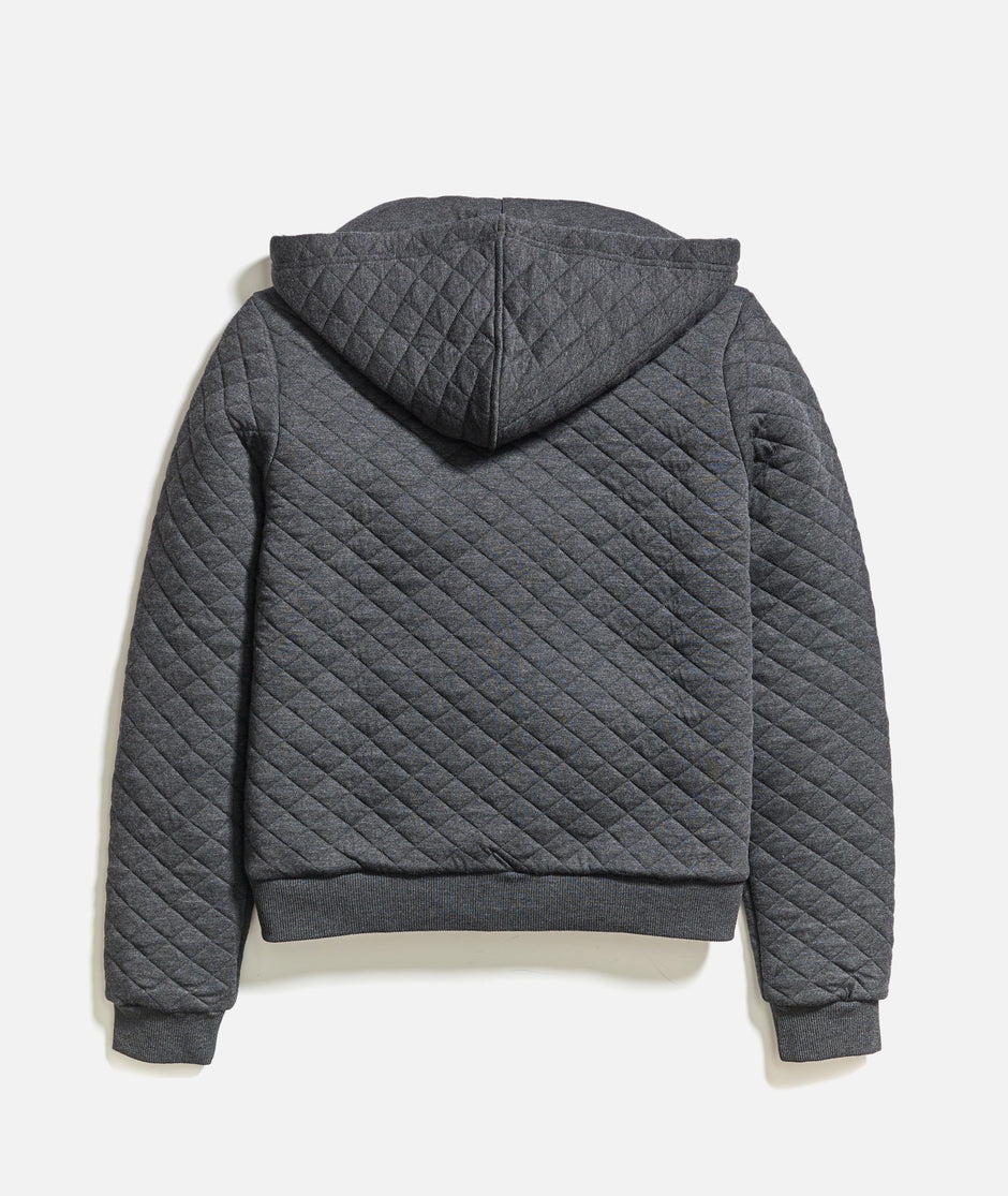 Women's Corbet Quilted Full Zip Hoodie in Dark Heather Grey