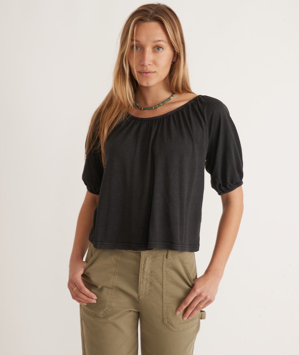 Re-Spun Crop Graphic Tee in Washed Black – Marine Layer