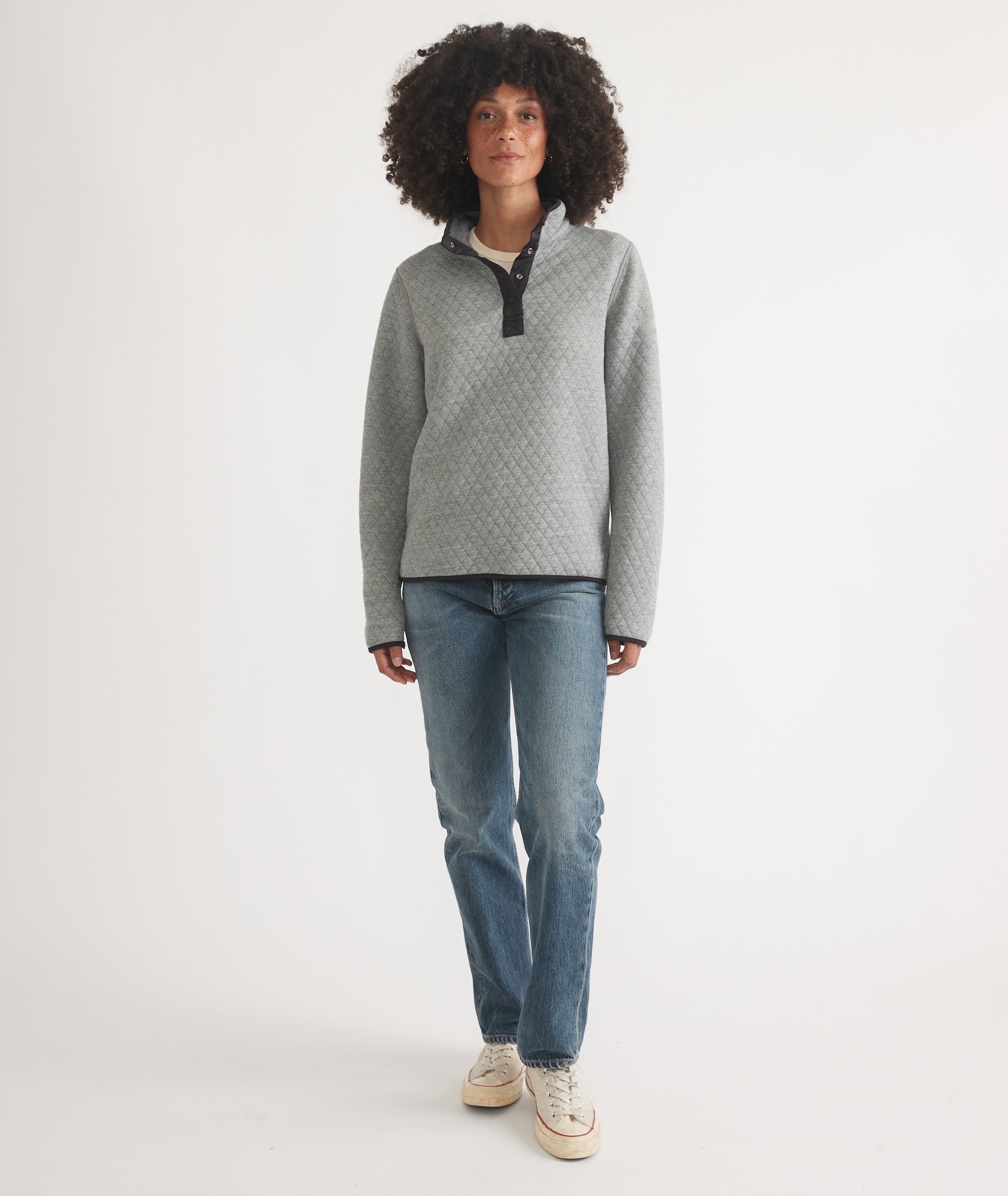 Women's Reversible Corbet Pullover Charcoal/Mid Heather Grey