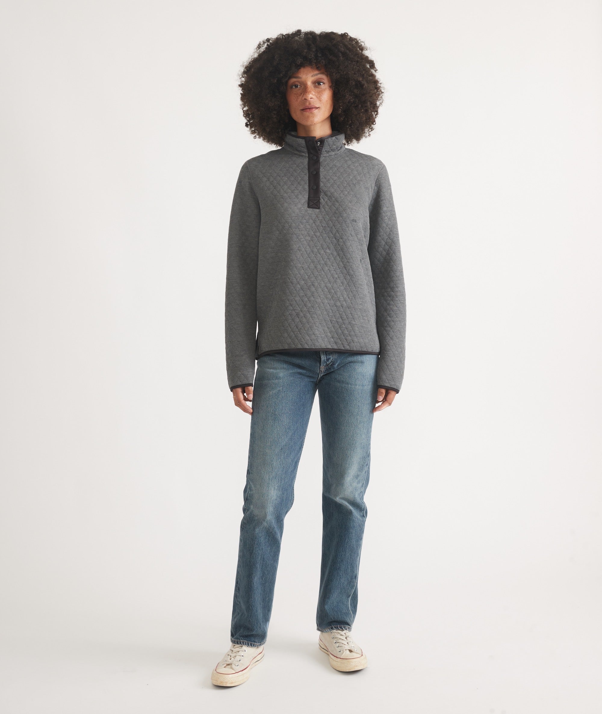 Women's Reversible Corbet Pullover Charcoal/Mid Heather Grey