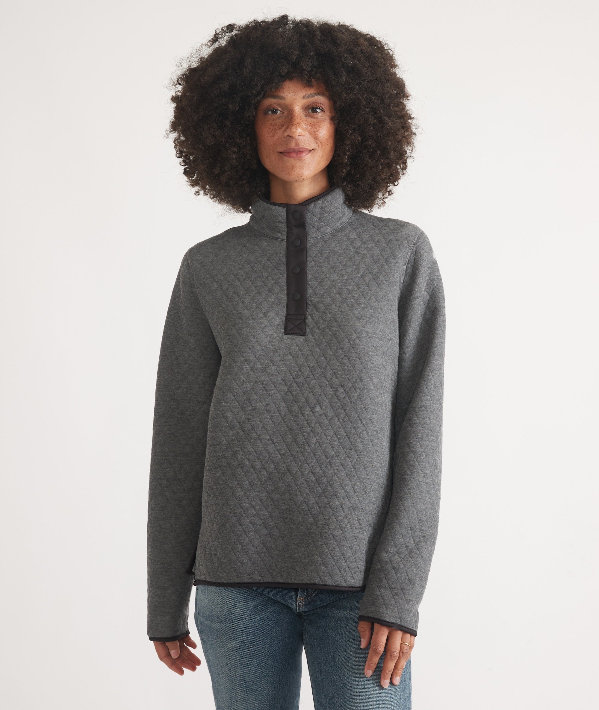 Women's Reversible Corbet Pullover Charcoal/Mid Heather Grey