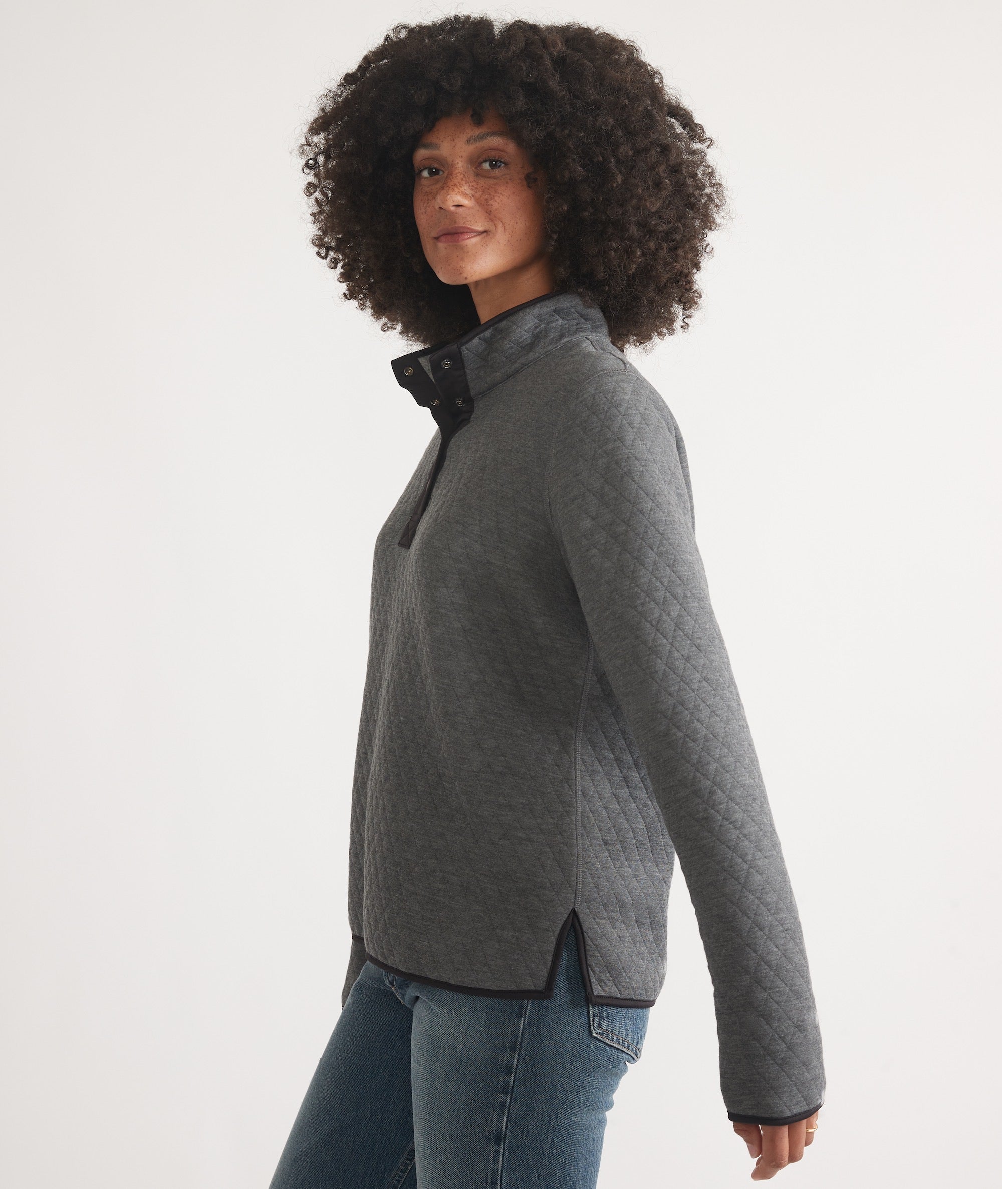 Women's Reversible Corbet Pullover Charcoal/Mid Heather Grey