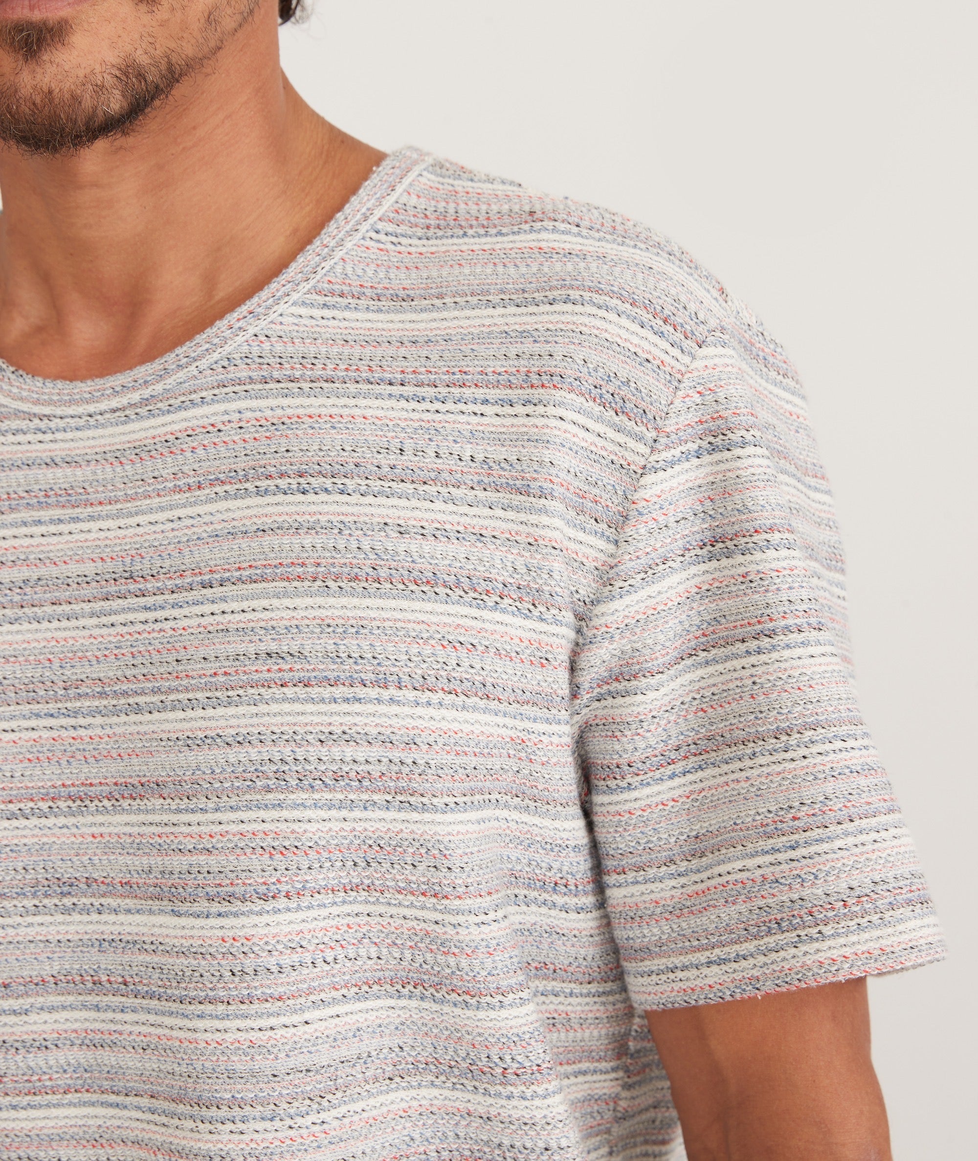 Logan Textured Tee Blue Multi Stripe