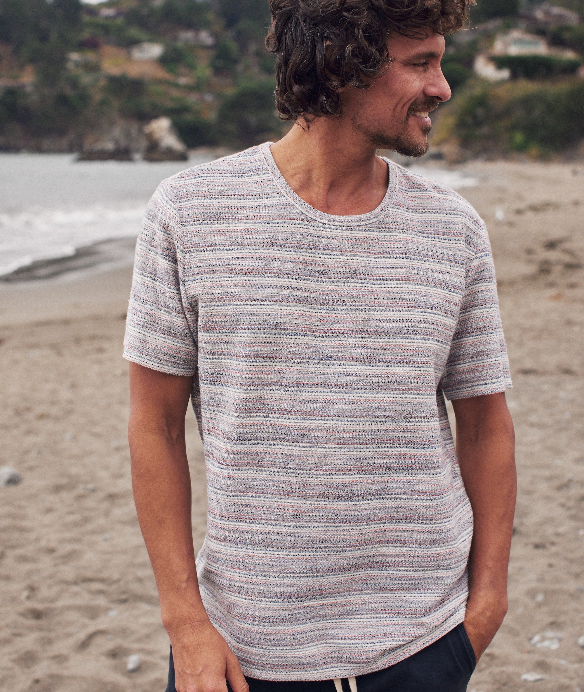 Logan Textured Tee Blue Multi Stripe