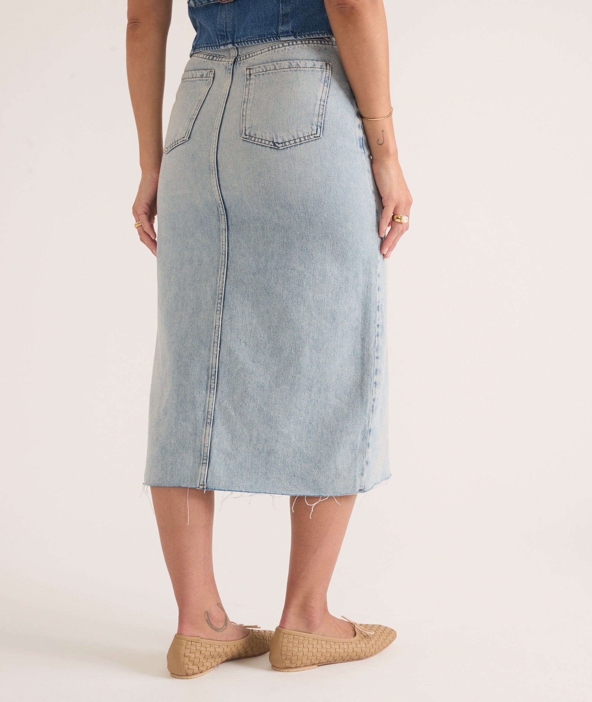 Fawn Denim Midi Skirt