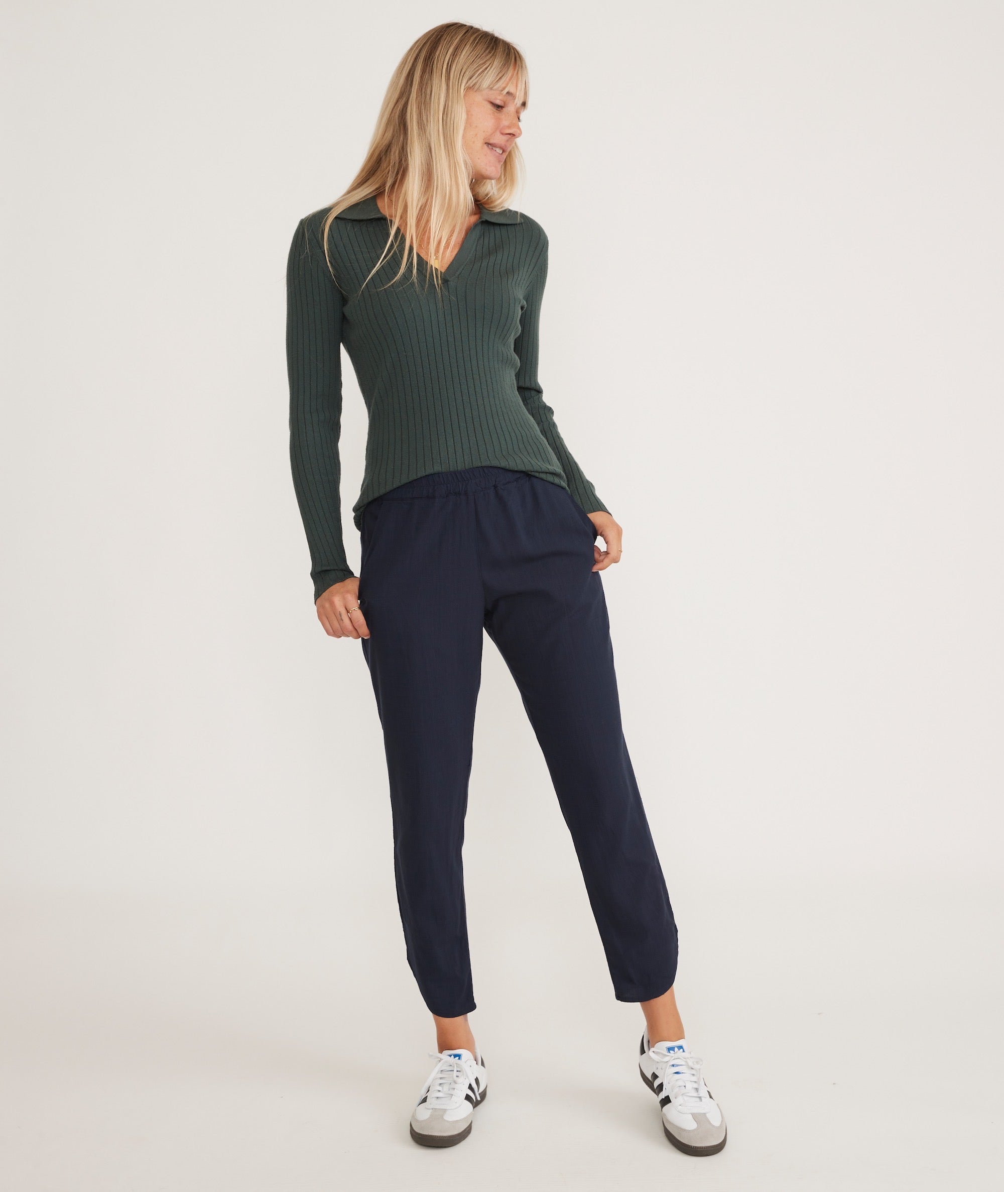 Re-Spun Tall and Petite Layer Navy Pant Allison in Marine –