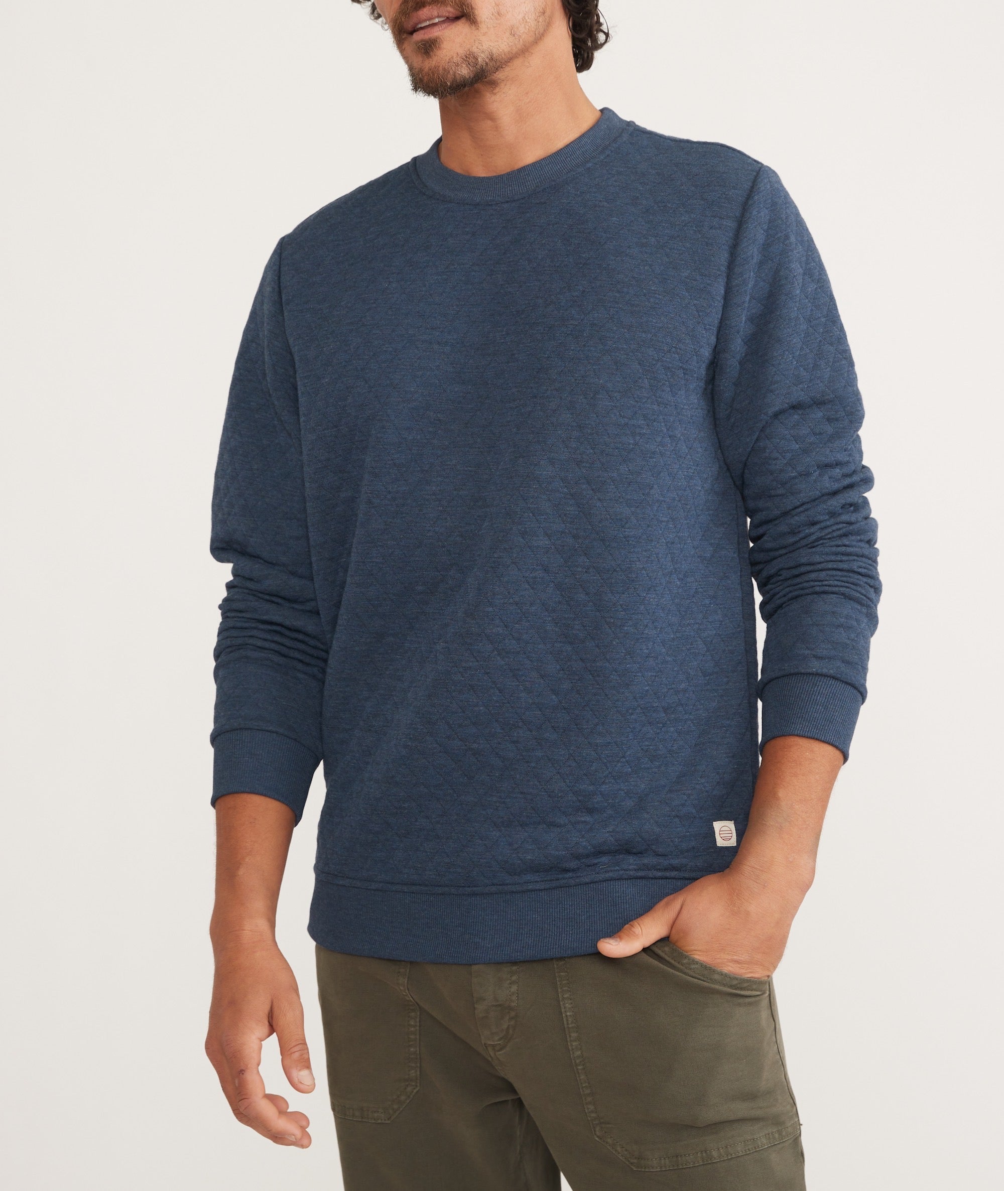 Men's Corbet Quilted Crewneck Navy Heather