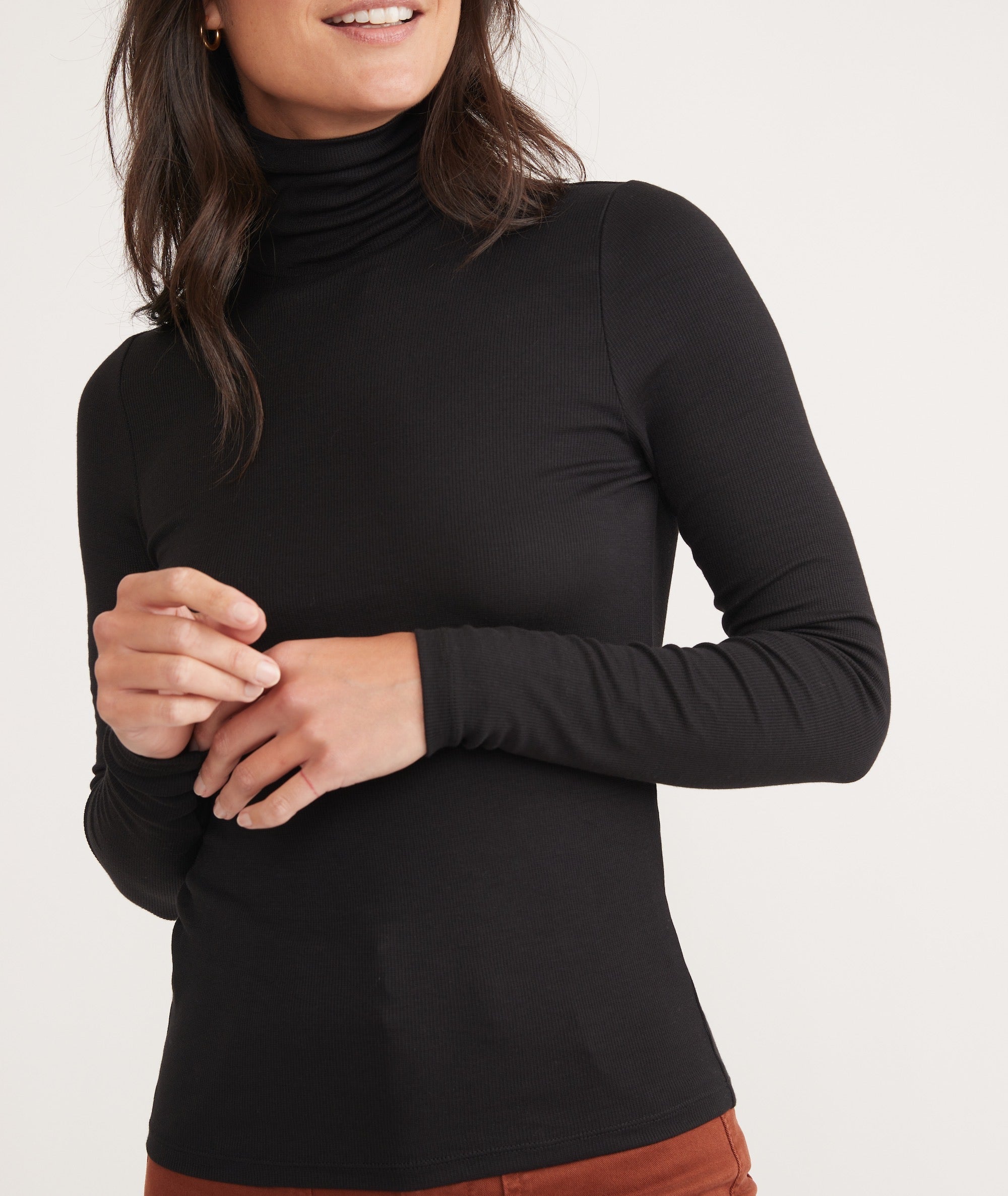 Women's Plus Size Long Sleeve Turtleneck Top Black X-Large at