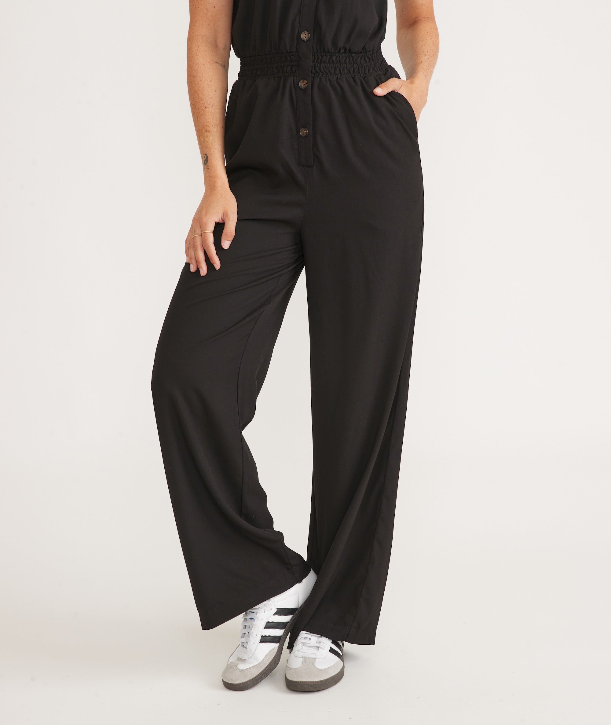 Tall Plisse Wrap Front Belted Wide Leg Jumpsuit | boohoo