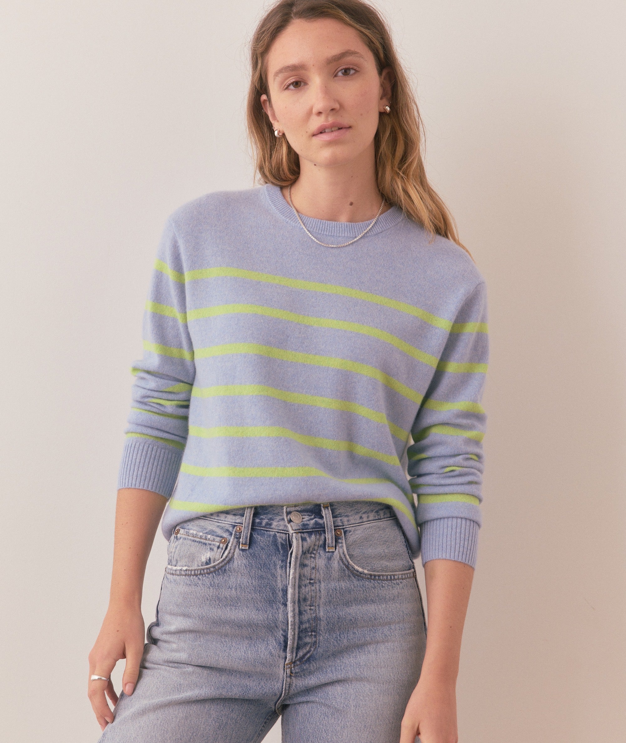 Marine Layer blue green 100% online cashmere pullover crewneck sweater size Large