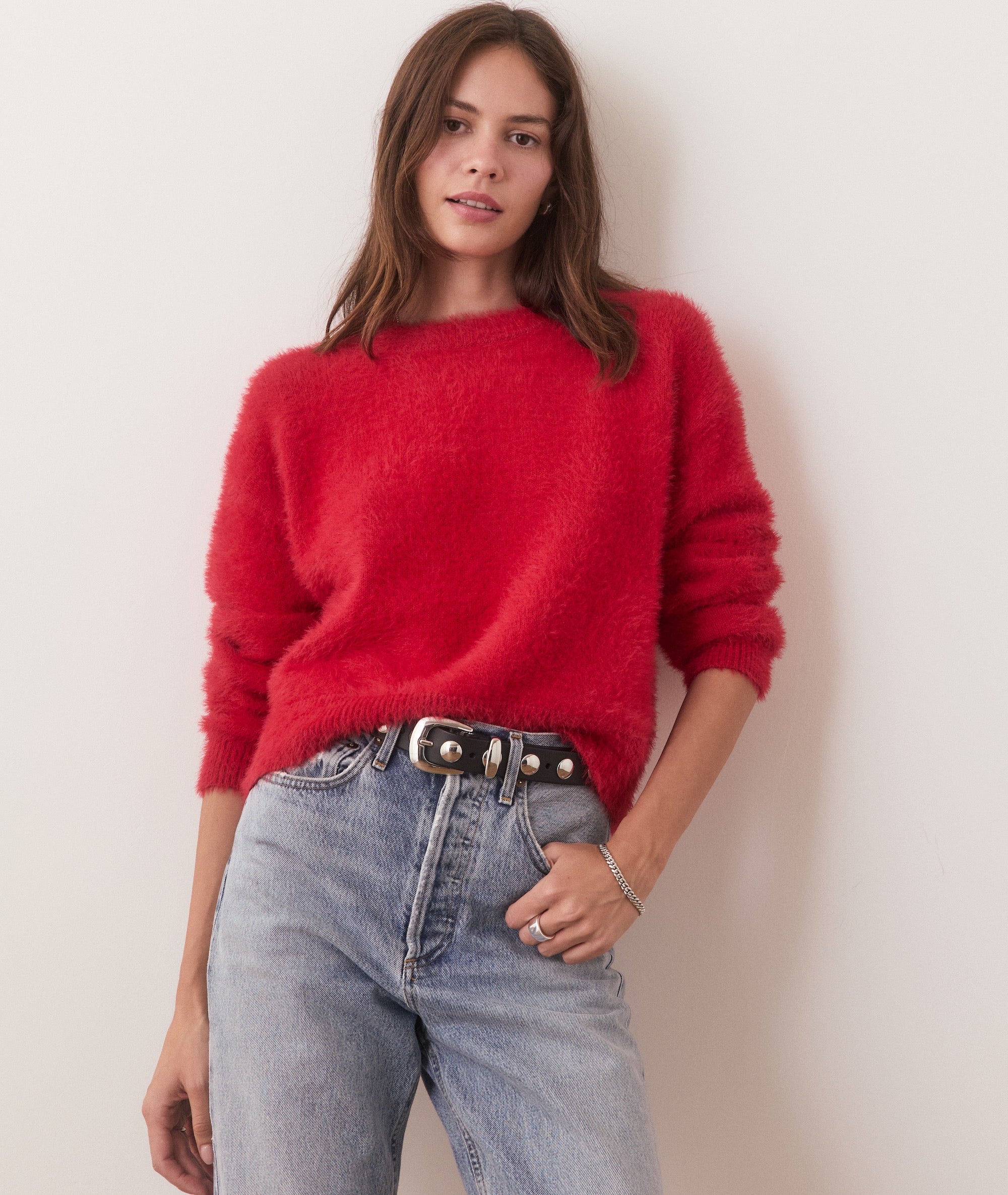 Eyelash Cropped Crewneck Sweater Marine Layer