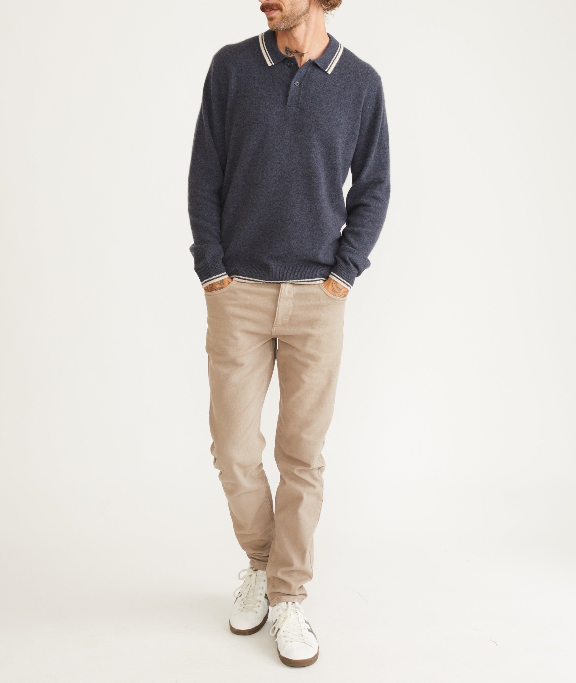 Cashmere Tipped Sweater Polo