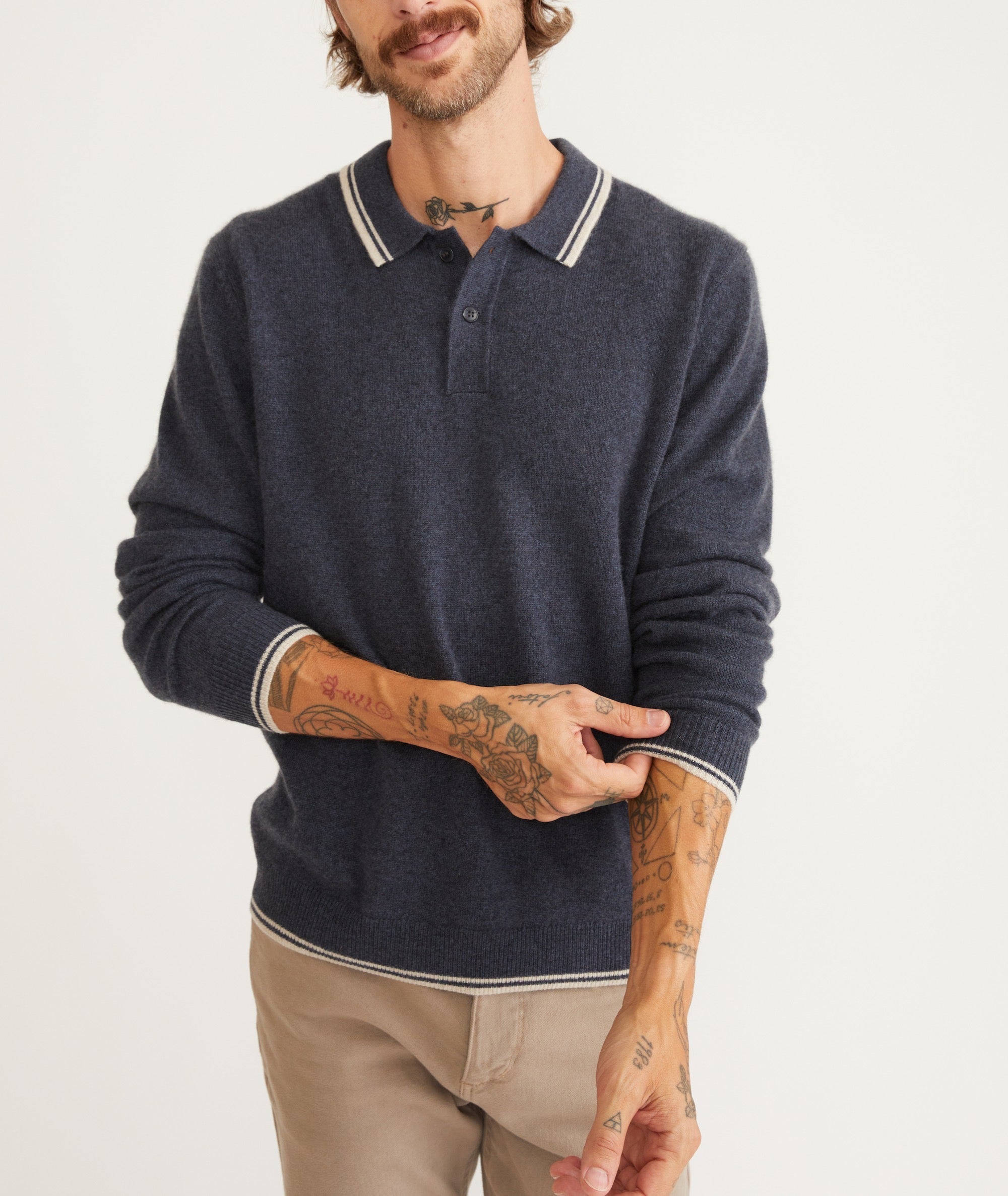 Cashmere Tipped Sweater Polo