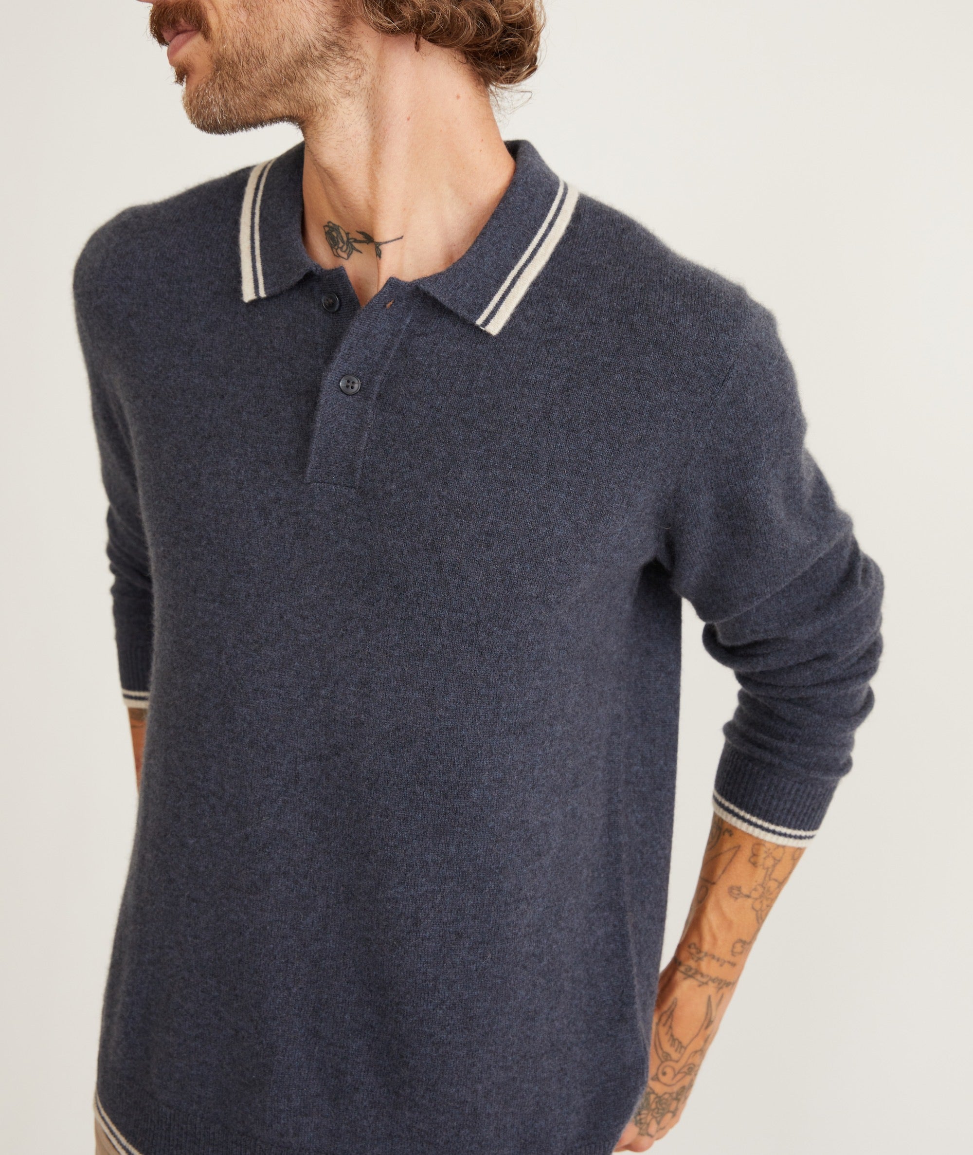 Cashmere Tipped Sweater Polo