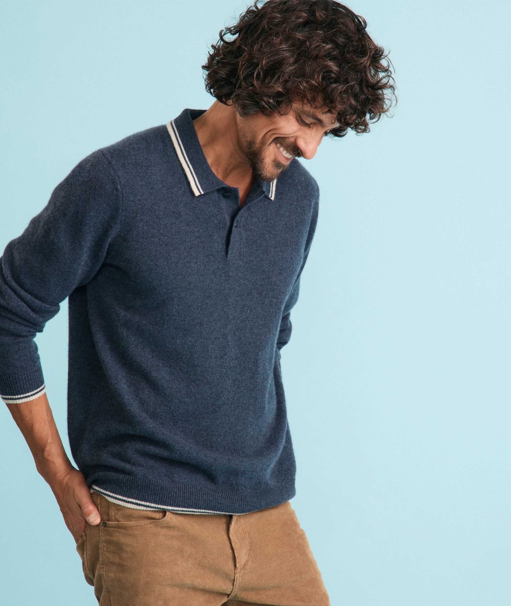 Cashmere Tipped Sweater Polo