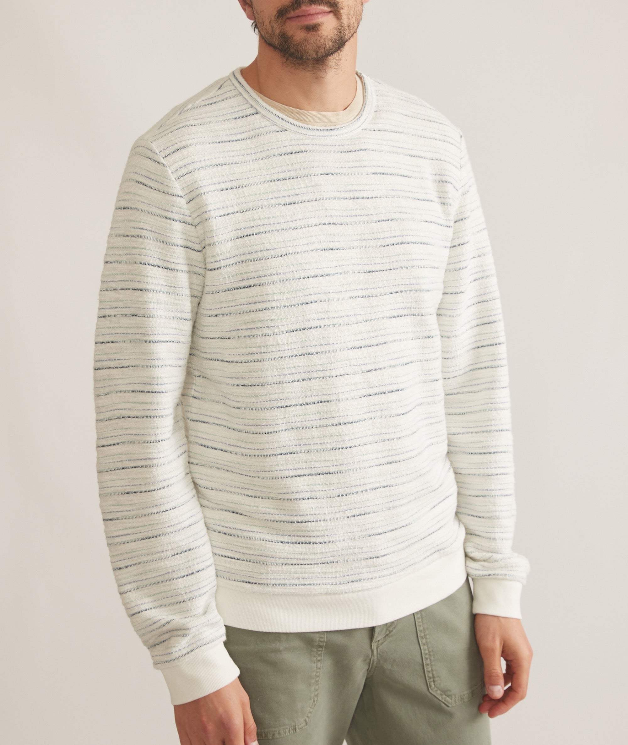 Textured Stripe Crewneck