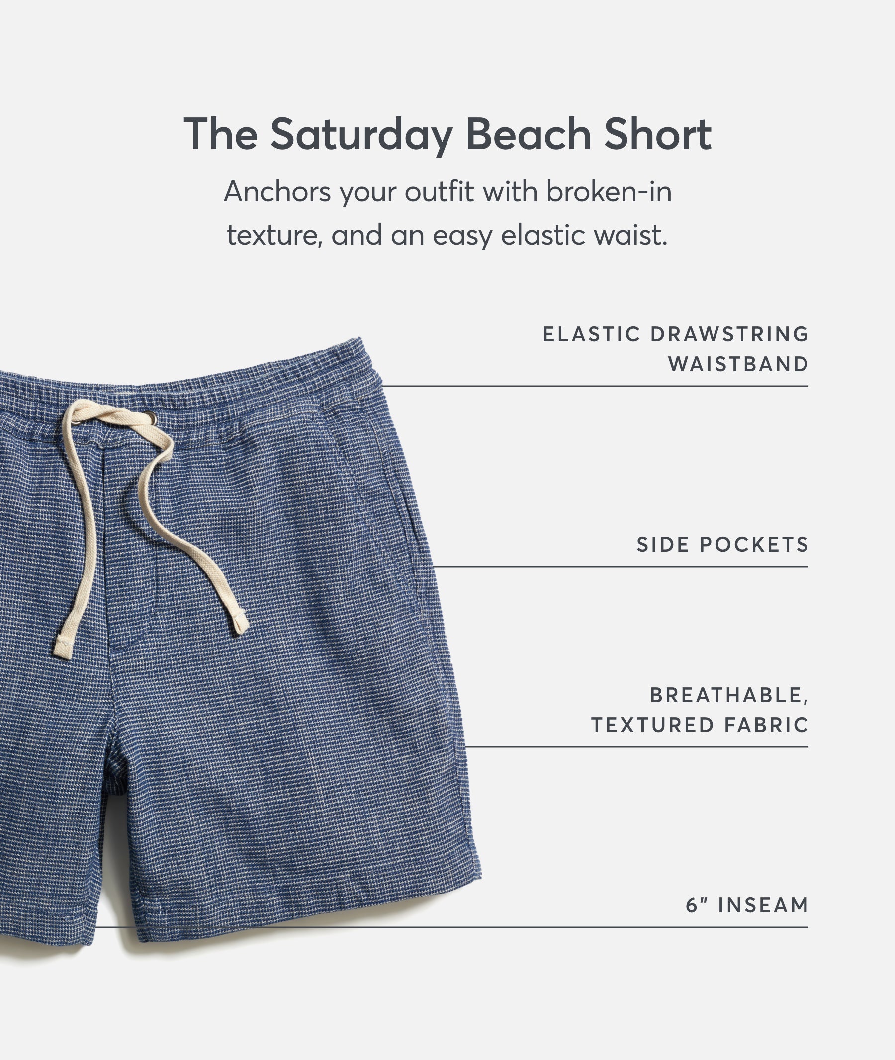 6" Saturday Textured Beach Short