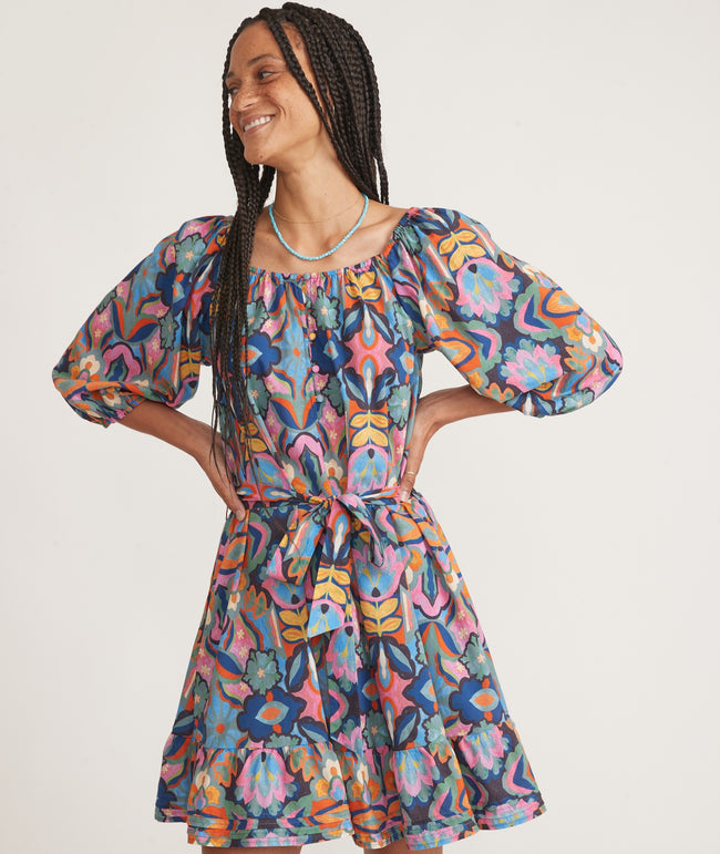 Nadia Belted Mini Dress in Talavera – Marine Layer