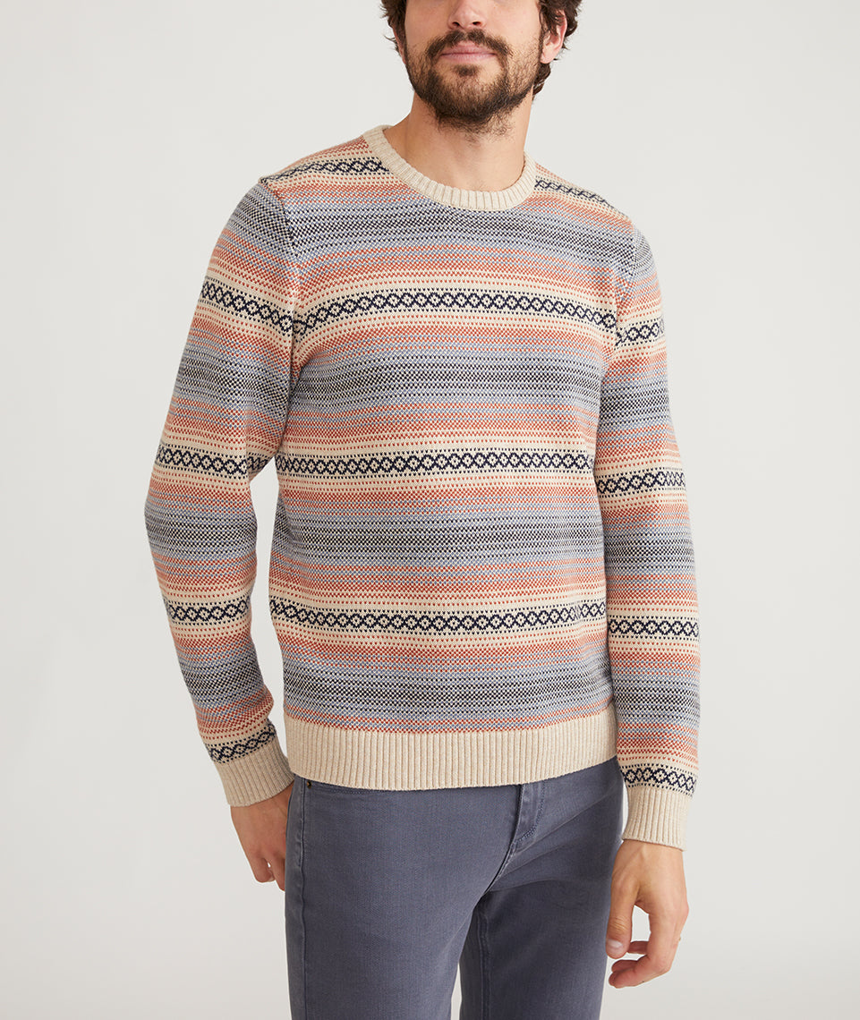 Crew-neck sweater with jacquard-woven pattern