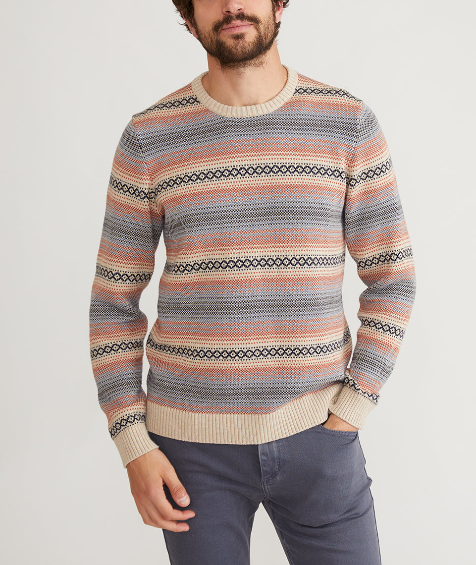 Crew-neck sweater with jacquard-woven pattern