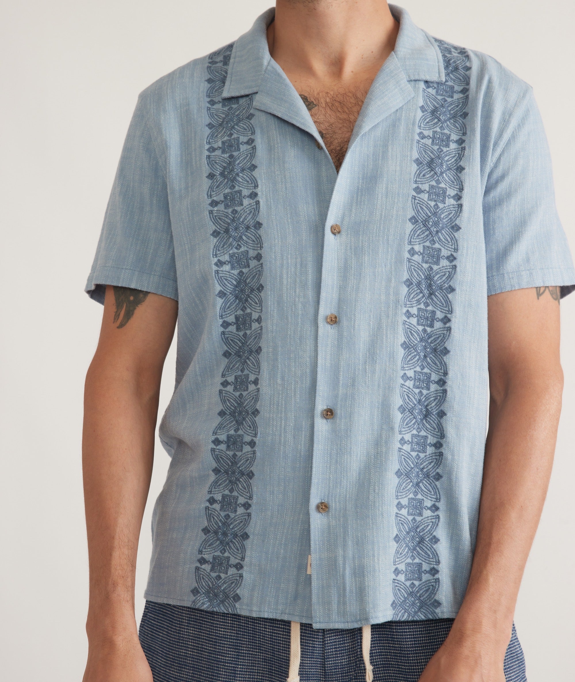 Stretch Selvage Embroidered Resort Shirt