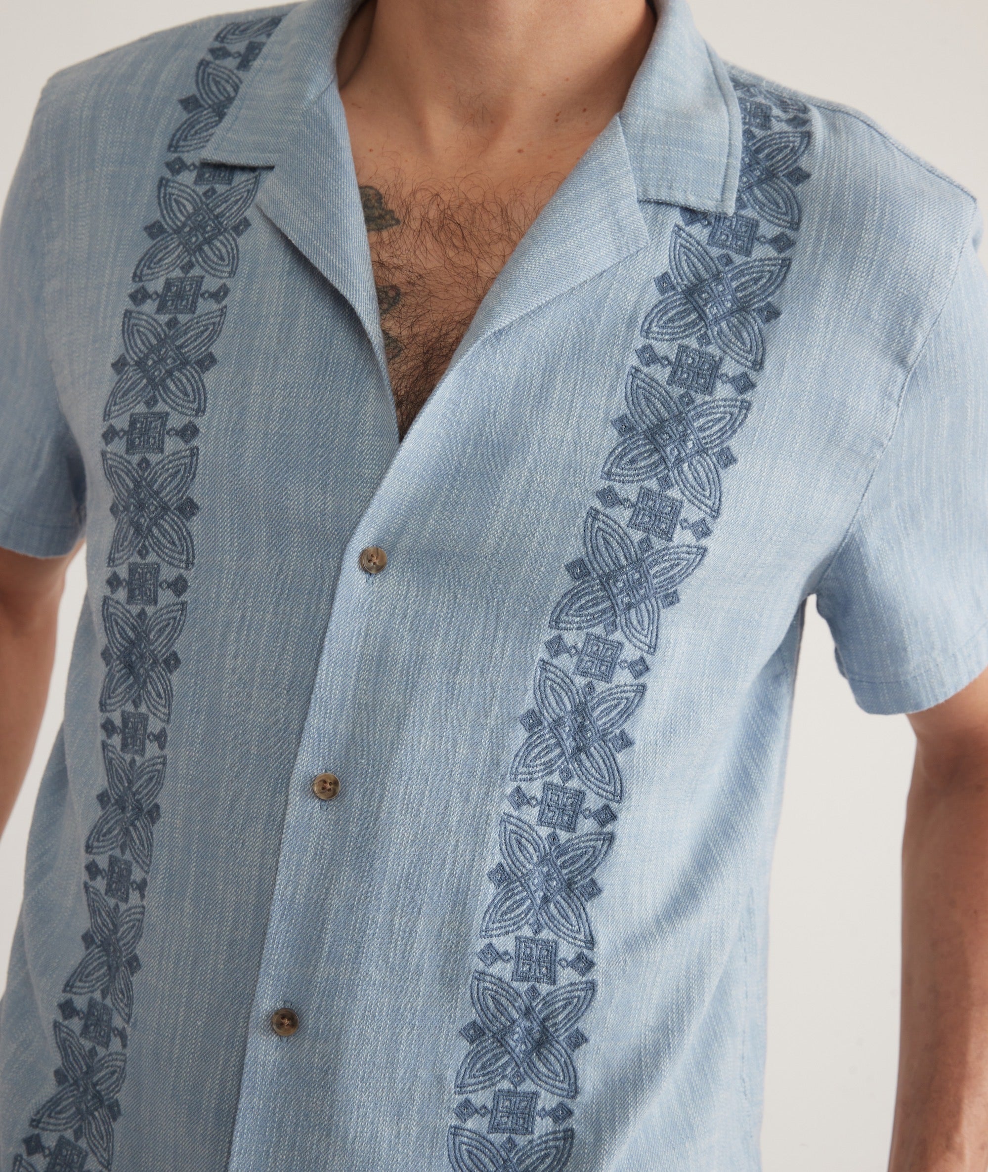 Stretch Selvage Embroidered Resort Shirt