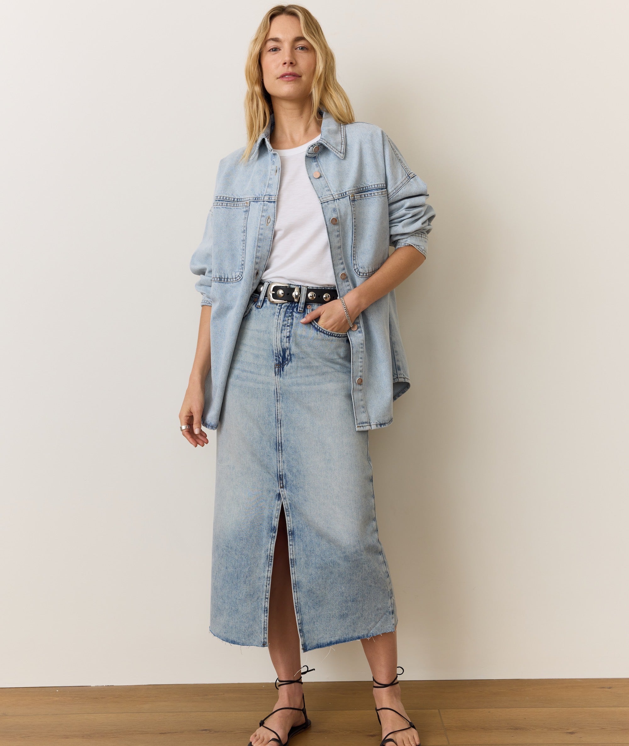 Fawn Denim Midi Skirt