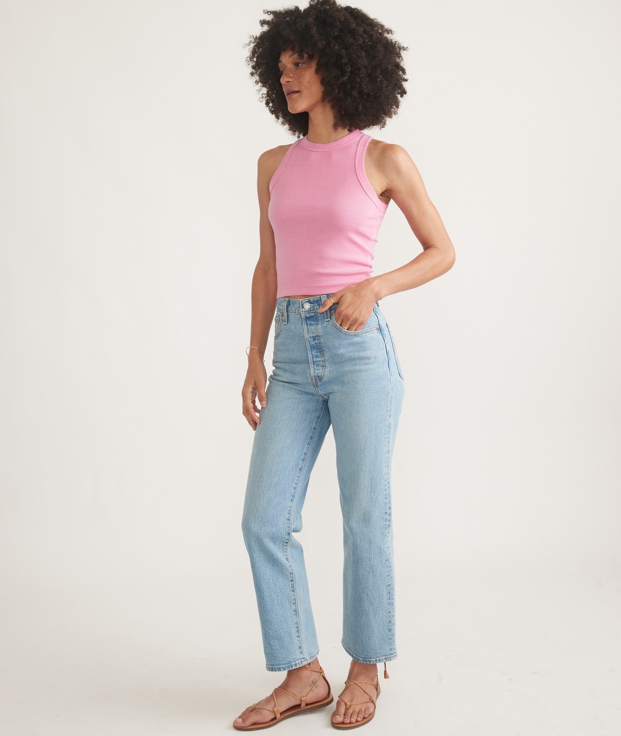 Lexi Rib Sun-In High Neck Crop Tank