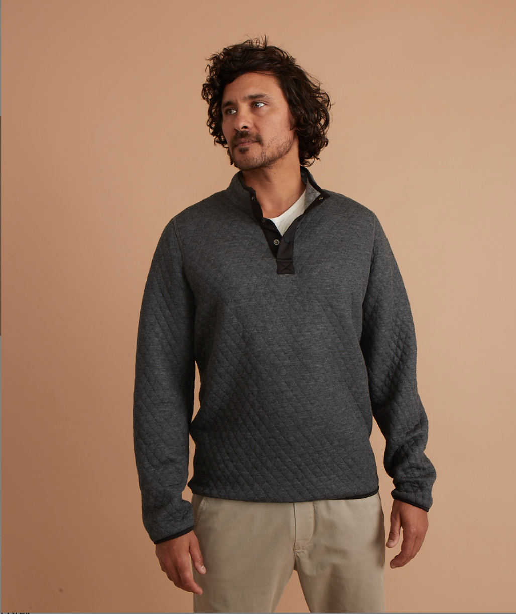 Men's Reversible Corbet Pullover Charcoal/Mid Heather Grey