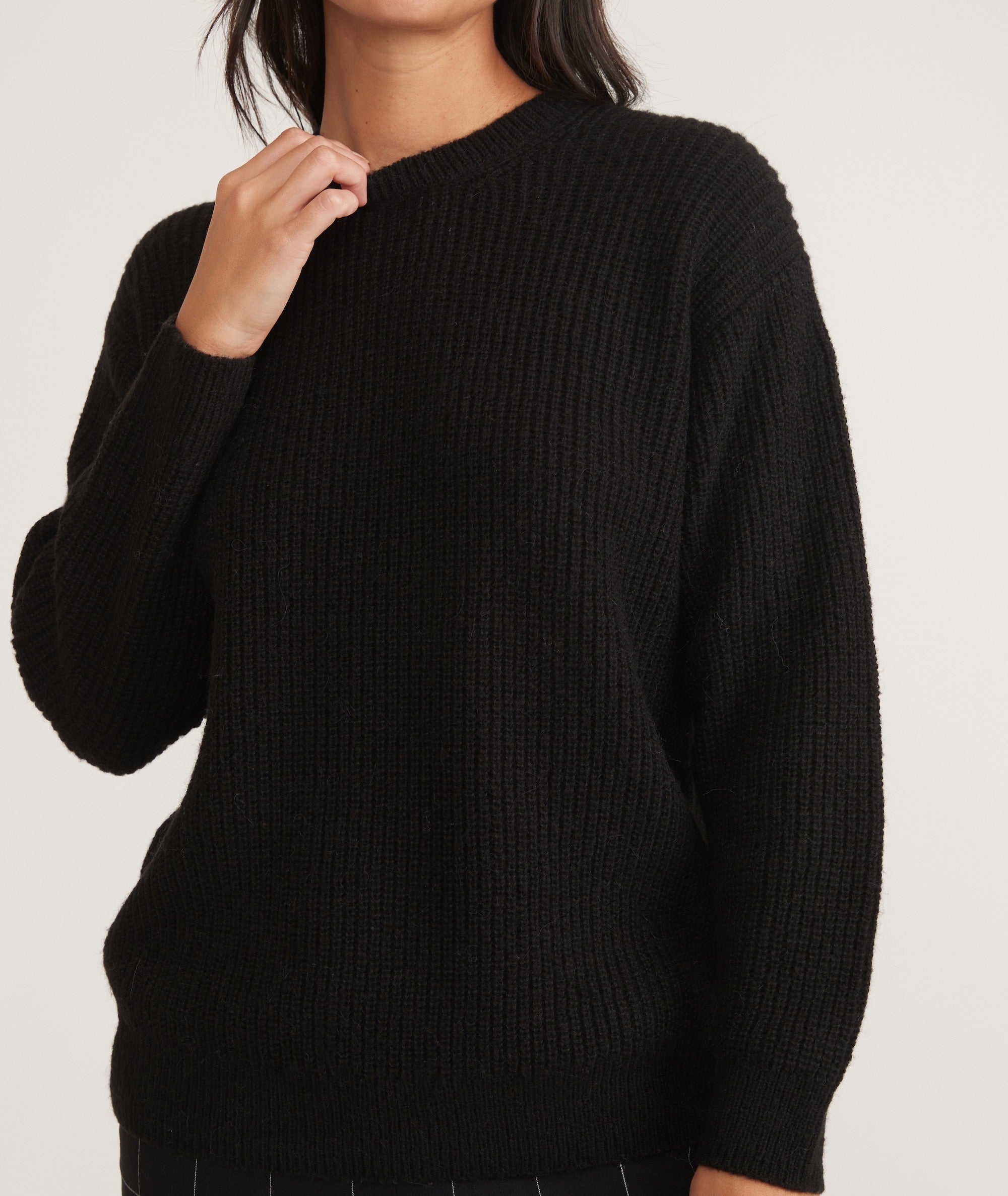 Oversized Structured Knit Crew Neck Jumper