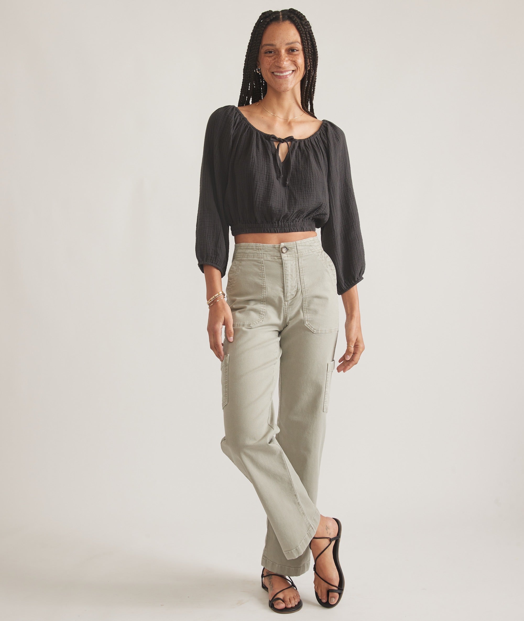 Tiana Double Cloth Cropped Blouse