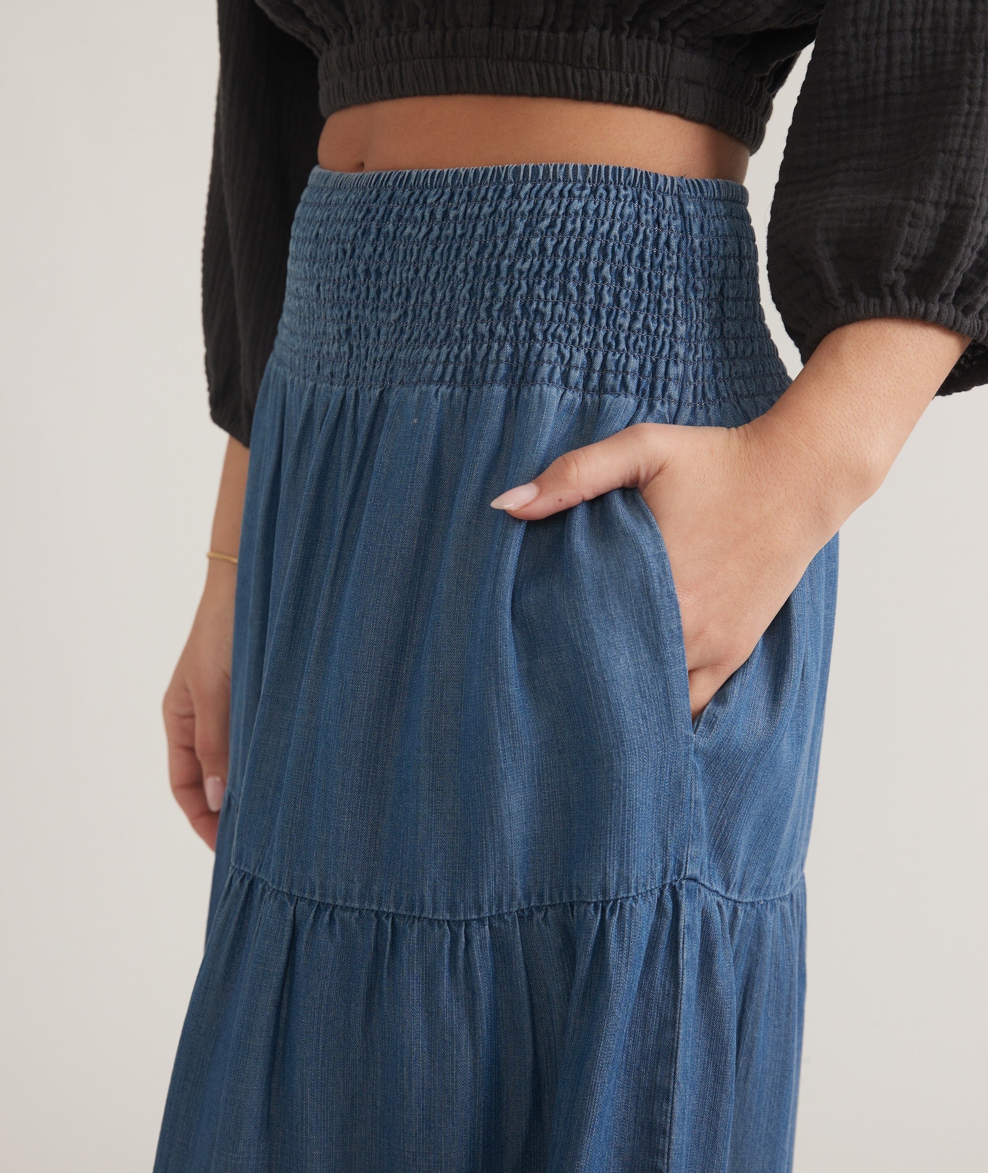 Corinne Chambray Maxi Skirt