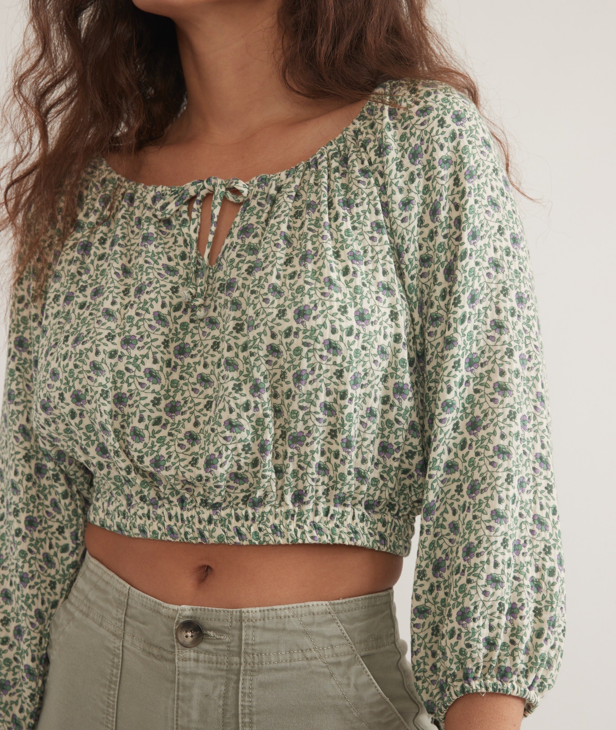 Tiana Double Cloth Cropped Blouse