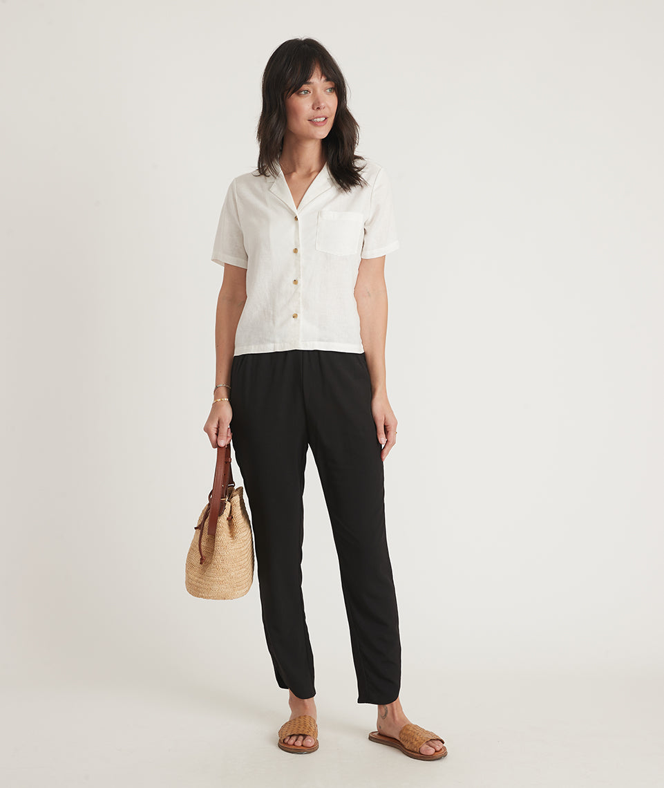 Allison Pant Petite Tall – Marine in and Re-Spun Layer Black