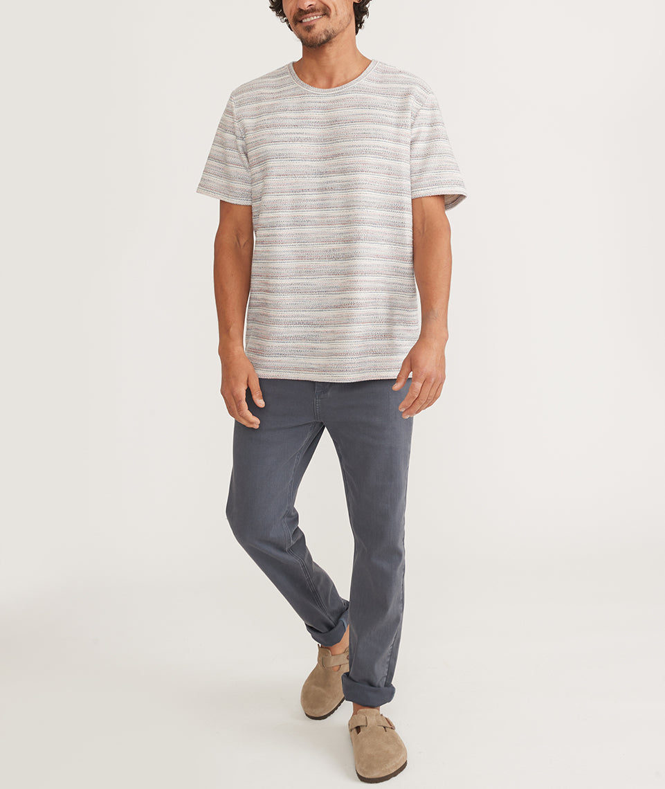 Logan Textured Tee Blue Multi Stripe