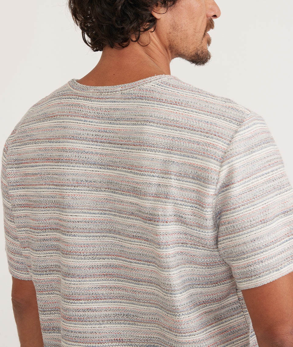 Logan Textured Tee Blue Multi Stripe